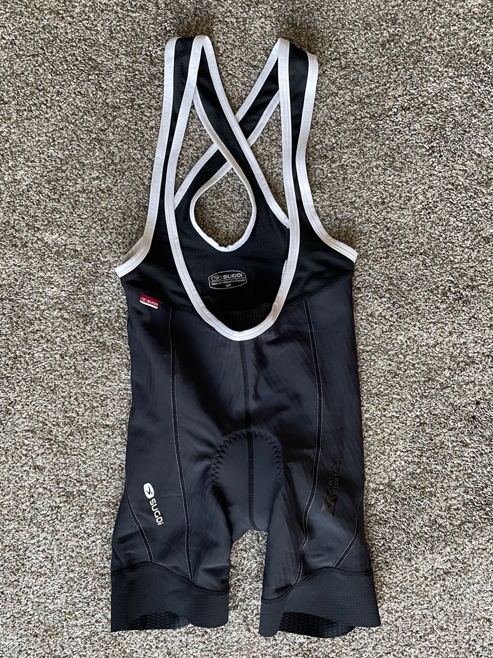 Sugoi Women’s Black Cycling Bib Shorts with White Trim Size Small
